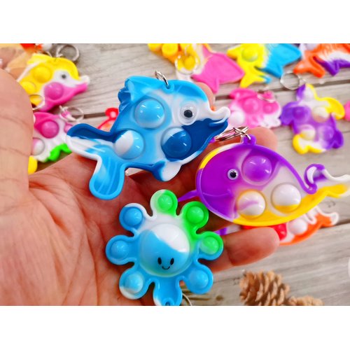 30 Packs Shark Turtle Dolphin Fish Octopus Mermaid Whale Mini Ocean Assorted fidgets Bubble Toys for Kids Children Classroom Students Gifts from Teacher,Birthday Party Favors