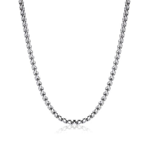 Square Rolo Chain Necklace 2mm 24inch Stainless Steel Box Chain Jewelry for Men & Women