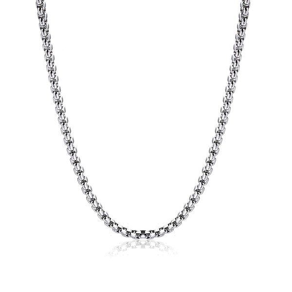 Square Rolo Chain Necklace 2mm 24inch Stainless Steel Box Chain Jewelry for Men & Women