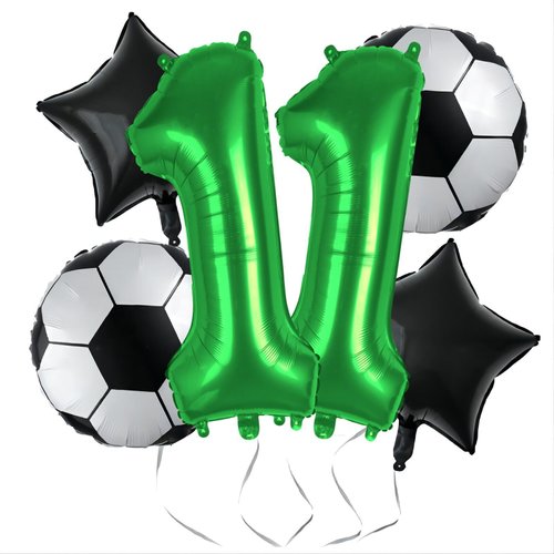 Kwuz Soccer Balloons 11th Birthday Decoration for Boys, Soccer Birthday Party Supplies World Cup Soccer Sports Theme Birthday Party Decorations Supplies Favors Anniversary Decor Mylar Green 11 Balloon