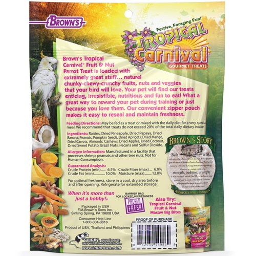 Tropical Carnival Brown's Gourmet Parrot Treats, 12 oz.