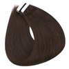 Full Shine Brown Tape in Hair Extensions Human Hair Dark Brown Hair Extensions 24inch Hair Extensions Real Human Hair Tape ins Seamless Glue in Hair Extensions 20 Pieces 50 Gram