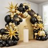 RUBFAC 140pcs Black and Gold Balloons, Balloons Arch Kit 5 10 12 18 Inch Black Metallic Gold Confetti Latex Balloons for Graduation Birthday Baby Shower Wedding Anniversary Party Decorations