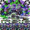 Heidaman 150Pcs Monster Truck Birthday Decorations，Monster Truck Party decorations，Monster Truck Birthday Party Supplies，Include Balloon arch,Backdrop, Cake Toppers，Tableware, Tablecloth