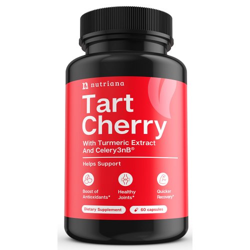 Nutriana Tart Cherry Capsules Uric Acid Cleanse Support Joint Comfort and Muscle Recovery - Extract Tart Cherry Capsules with Turmeric 2500mg for Women & Men Health - Tart Cherry Concentrated 60 Count