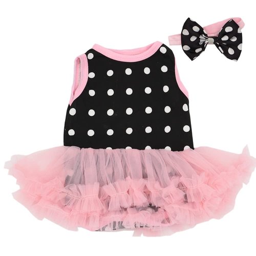 MAIHAO Reborn Baby Doll Clothes Baby Dolls Black&Pink Skirt 17 inch Outfit Accessories for 14-18 Inch Newborn Reborn Baby Dolls Girls 3pcs Set