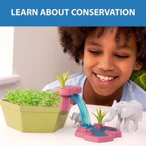 Wild Scenes Elephants' Watering Hole - Grow & Play Kit Environmentally Friendly Wildlife Conservation Toy - Animal Playset for Kids Ages 4 and Up