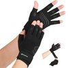 Duerer Arthritis Compression Gloves with Straps, Women Men for RSI, Carpal Tunnel, Rheumatoid, Tendonitis, Hand Pain, Hand Support. Fingerless Gloves for Computer Typing and Daily work (Black, L)