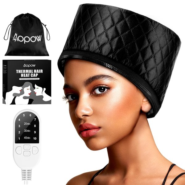 Heat Cap for Deep Conditioning: 10-Level Heats Up Quickly 3 Time Settings Hair Steamer for Natural Hair Home Use Thermal Steam Cap for Black Hair Portable Heating Caps for Hair Treatment