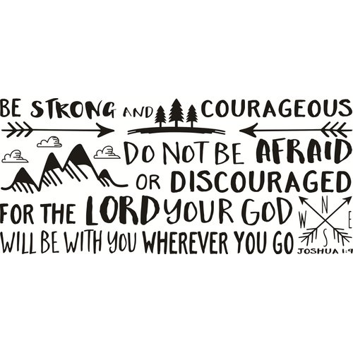 FARAMON Quote of Bible Verse Joshua 1:9 Wall Sticker Vinyl Decals Be Strong and Courageous Words Boy Kids Room Home Decor Wallpapers