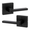 Kwikset Halifax Entry Door Handle with Lock and Key, Secure Keyed Reversible Lever Exterior, For Front Entrance and Bedrooms, Matte Black, Pick Resistant Smartkey Rekey Security and Microban