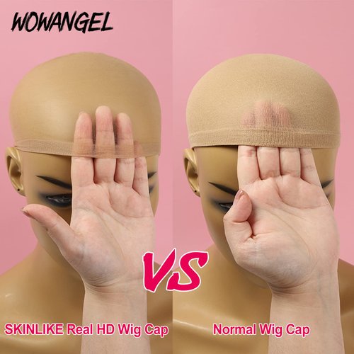 WOWANGEL HD Wig Cap 4 PCs, Transparent Stocking Wig Caps for Women Lace Front Wig Invisible Thin ...