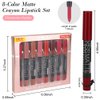 evpct 8Pcs Matte Lipstick and Lip Crayon Lip Liner Pencil Pen Set for Women DNM Dark Ruby Deep Red Nude Beige Chestnut Brown Mauve Plum Purple Wine Red Matte Lip Liner Crayon and Liquid Lipstick 03