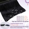 LaaVoo Hair Extensions Clip ins Real Human Hair Jet Black Clip in Hair Extensions Black Women 16 Inch Clip in Hair Extensions Real Human Hair Silky Straight Double Weft 5pcs 80G