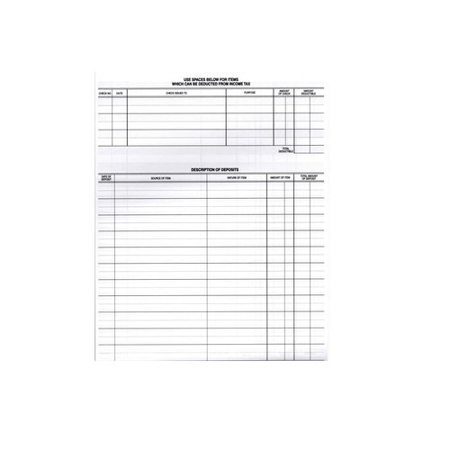 Pack of 5 Premium Check Registers for Deskbook Checks, Secretary Desk Register, Size: 6 3/8 x 8 1/4