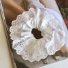 White Hair Ties for Women - Hair Scrunchies Girls 1-Piece Set - White Lace Design - Premium Fabric Ponytail Holder Hair Tie，Hair Accessories