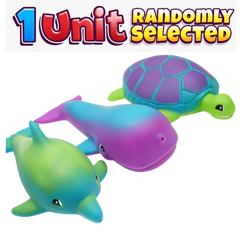 JA-RU Ocean Squirt Squishy Water Animals (1 Water Toys) Fun Floating Foam Sea Animal Toys for Kids. Sea Turtle, Dolphin, Whale Toddler Bath Toys. Pool & Beach Accessories. 4012-1s
