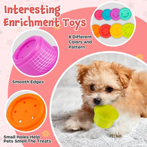 SKYWHALE Bunny Toys, Stacking Cups for Rabbits, 8PCS Stackable Plastic Pet Nesting Snack Cup, Chinchilla, Guinea Pig and Parrot Enrichment Toys for Hiding Food and Playing