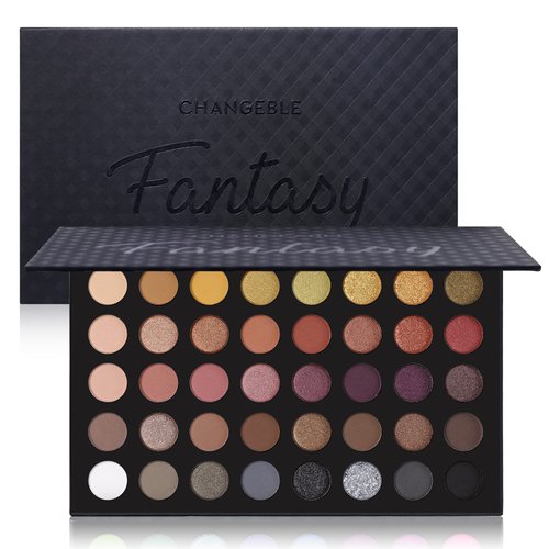 Professional Neutral Eyeshadow Makeup Palette, 40 Pigmented Matte Shimmer Warm Eye Shadows, Naked Nudes Rose Gold Smoky Brown Pressed Powder Pallet Make Up Kit
