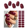 AutyaMee Semi Cured Gel Nail Strips (Burgundy Red)-20 PCS Gel Nail Stickers | Gel Nail Wraps | UV Light Required, Salon Quality & Easy to Use