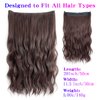 ASKUANG Halo Hair Extensions for Women Wavy Curly Hair Extensions Invisible Wire Adjustable Size Removable Secure Clip in Extensions (Dark Brown)