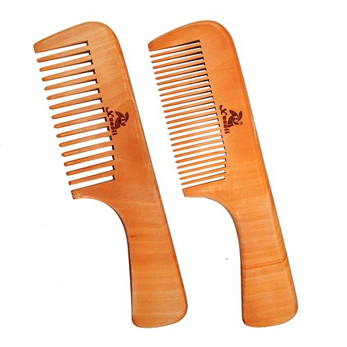 3 PCS Peach Wooden Comb Women and Men Comb - Wide & Narrow Tooth (S023)