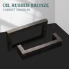 GOBEKOR 10 Pack Oil Rubbed Bronze Cabinet Handles 3-3/4in(96mm) Hole Center Solid Square Bar Dresser Drawer Pulls, Bronze Cabinet Pulls Hardware