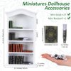 Poen 27 Pcs 1: 12 Scale Miniatures Dollhouse Books and a Wooden Bookcase Dollhouse Decoration Accessories 1: 12 Dollhouse Miniature Furniture 4 Floors Dollhouse Bookshelf for House Bedroom, White