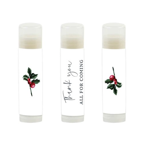 Andaz Press Winter Snowy Woodland Forest Watercolor Wedding Party Collection, Lip Balm Party Favors, Thank You All for Coming, Bridal Shower Party Favors, 12- Pack, Wedding Favors