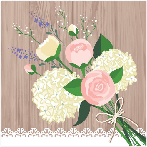 Creative Converting 16-Count Paper Cocktail Napkins, Rustic Wedding