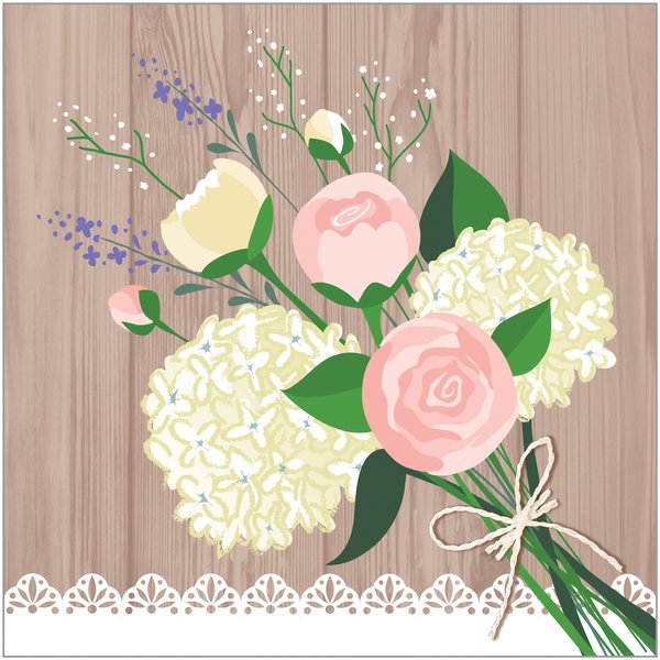 Creative Converting 16-Count Paper Cocktail Napkins, Rustic Wedding