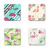 Beautiful Flamingos Beautiful Flamingos Pattern Square Coaster Set - Made of Recycled Rubber - Set of 4 …