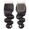 Body Wave Closure Human Hair Free Part 4×4 swiss transparent lace closure 100% Unprocessed Brazilian Body Wave Human Hair 130% density Natural Color 8 Inch
