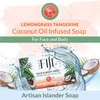 "Coco Fiji Soap Bar for Face and Body Infused With Organic Coconut Oil, Lemongrass Tangerine Essential Oil, Natural Soap for Moisturizing & Pore Purifying Skin, 7 oz, Pack Of 2 "