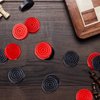 24 Pieces Wooden Checkers 1.06 Inch Checkers Board Game Pieces Stackable Ridge in Drawstring Storage Pouch for Checkers Game, Red and Black