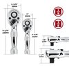 Powerbuilt Stubby Ratchet Set, 2 Piece, 1/4 Inch and 3/4 Inch Ratchets, Reversible 72 Tooth, Tight Spaces, Quick Release - 640927