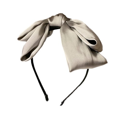 ROMODIYA 1Pcs Gray Hair Headbands Bow Hairbands with Bow Cute Top Knot Hair Bands for Women Girls French Gray Ribbon Bowknot Hair Hoop Hair Accessories Facial Makeup Party Headdress Supplies