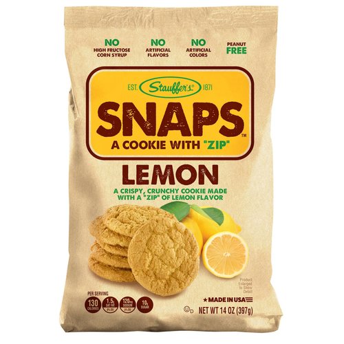 STAUFFERS Lemon SNAPS Cookies - 14oz Bag - Lemon Flavored Cookies with No High Fructose Corn Syrup, Artificial Flavors or Colors