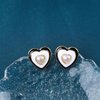 Sttiafay Vintage Pearl Heart Earrings Heart Enamel Pearl Earrings White Heart Studs Earrings Gold Pearl Stud Earrings Jewelry for Women