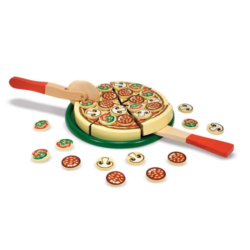 Melissa & Doug Pizza Party Wooden Play Food Set With 54 Toppings