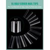 480PCS XL Long Clear Nail Tips, 240PCS Coffin Nails Tips with 240PCS NO C Curve Square Nail Tips for Acrylic Nails Professional, Half Cover Straight Ballerina Nail Extension Tips for Nail Salons Home