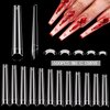 600PCS XXL Coffin Nail Tips No C Curve Nail Tips, Extra Long Clear Coffin Nail Tips for Acrylic Nails Professional, Half Cover Flat Acrylic Nail Tips Fake Nails for Nail Salon and Home DIY 12 Sizes