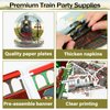 party greeting 109Pcs Train Birthday Party Supplies Includes Steam Train Party Plates Napkins Fork Retro Train Banner Hanging Ceiling Swirls for Train Transportation Baby Shower Party Decorations Set