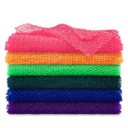 6 Pieces African Net Body Exfoliating Bath Sponge Exfoliating Shower Body Scrubber Back Scrubber Skin Smoother for Daily Use or Stocking Stuffer (Assorted Color)