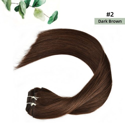 Clip in Hair Extensions Human Hair Jet Black Remy Hair Extensions Clips Silky Straight Real Hair Extensions For Women 7pcs 16clips 120g (20 Inch, 2 Dark Brown)