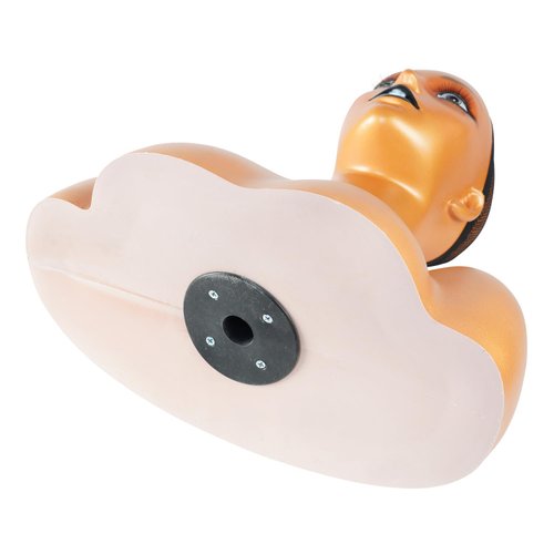 STUDIO LIMITED 16" Realistic PVC Mannequin Head with Shoulders Upper Body Female Manikin Head Bust Makeup&Eyelashes Display for Wigs, Hats, Scarves, jewerly (Gold)