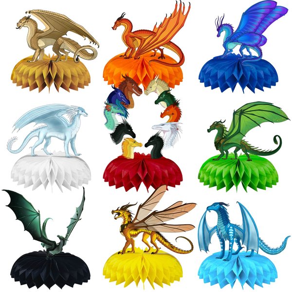 Wings of Fire Birthday Party Decorations, 9Pcs Dragon Theme Party Centerpieces, Table Toppers, Cake Toppers, Wings of Fire Birthday Supplies for Girls and Boys, Baby Shower