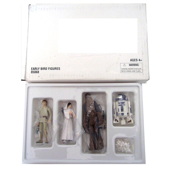 Star Wars, Exclusive Early Bird Action Figure Set (Luke Skywalker, Princess Leia, Chewbacca, and R2-D2), 4-Pack, 3.75 Inches