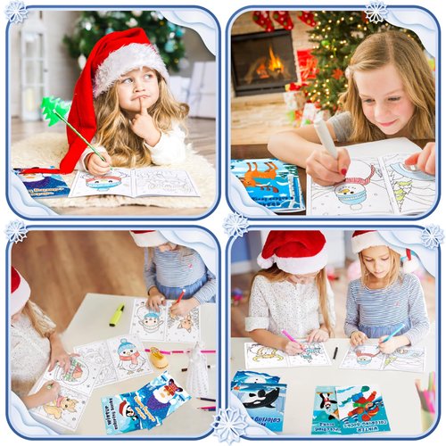 90shine 24PCS Winter Coloring Books Party Favors for Kids - Bulk Christmas Goodie Bag Stocking Stuffers Gifts Ages 2-4 3-5 4-8