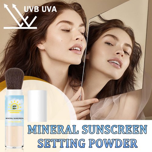 Sunscreen Setting Powder SPF 50 +,Translucent Powder Mineral Brush On Powder for Face Make Up,Oil Control Matte Finish,Lightweight Breathable Face Setting Makeup Powder